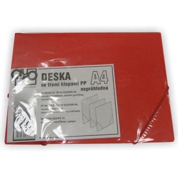 Desky A4 PP 3klopé s gumičkou červené neprůhledné