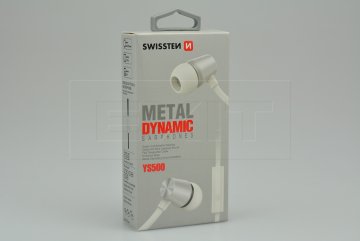 Stereo sluchátka s mikrofonem SWISSTEN YS500 METAL DYNAMIC - Stříbrné